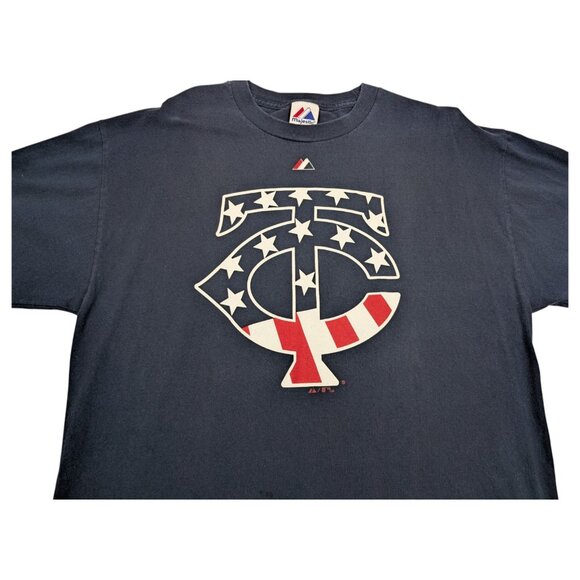 Majestic TC Minnesota Twins MLB Shirt Mens XL Blue Patriotic USA - Picture 3 of 8